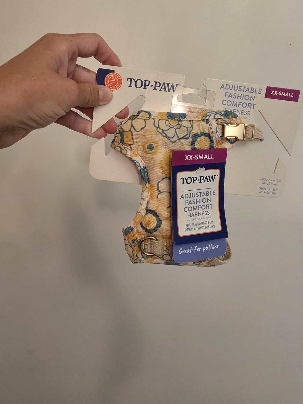 Top Paw Yellow & Blue Floral Adjustable Dog Harness